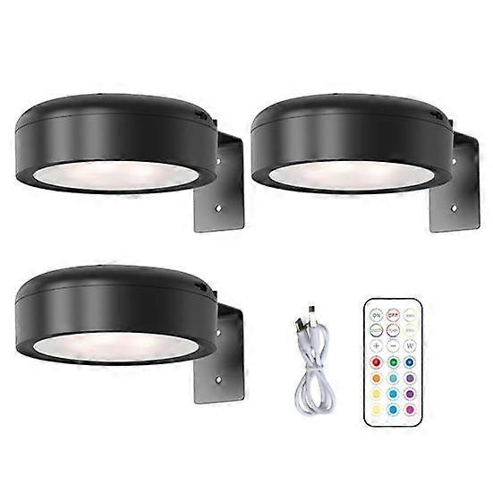 Kabellose Wandleuchte Mit Fernbedienung, 13-farbig Dimmbare Rgb-farben, Batteriebetrieben, Schwarz