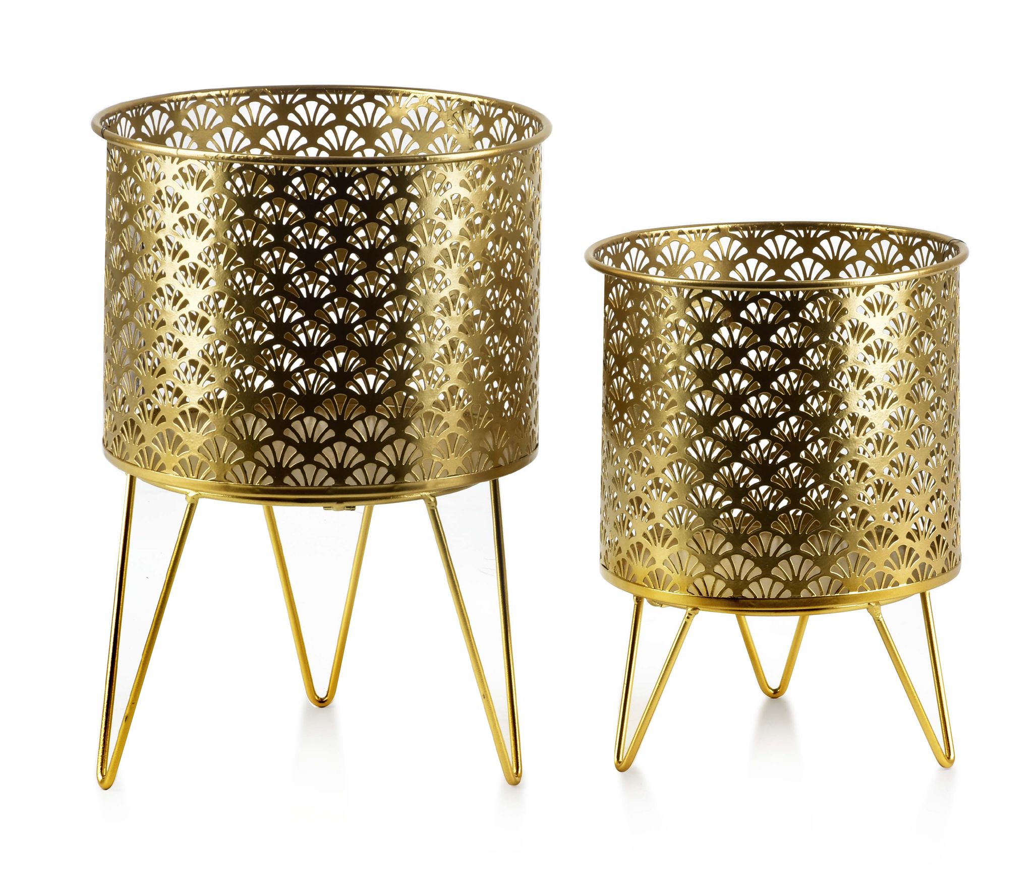 Swen 2-teiliges Set Goldener Dekotöpfe, Modernes Design