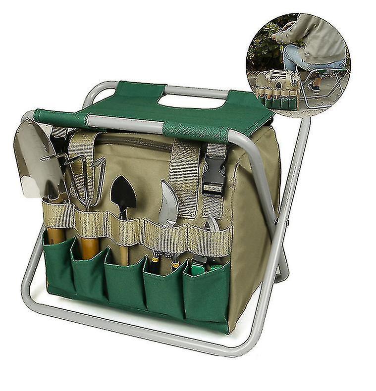 Werkzeugtasche Mit Stuhl, Gartengeräte-set Mit Klappsitz, Klappbarer Gartenstuhl Mit Werkzeugen