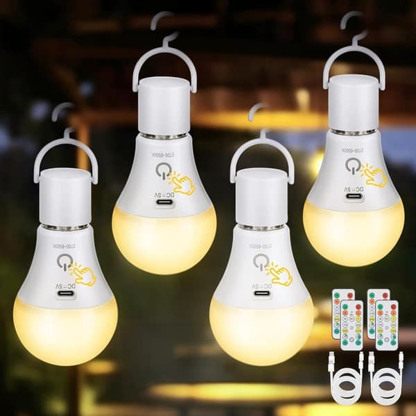Wiederaufladbare Led-lampen (1/2/4er-pack) Mit Fernbedienung – E27, Usb, 3 Farben, Dimmbar, Touchscreen, Für Außen- Und Notbeleuchtung
