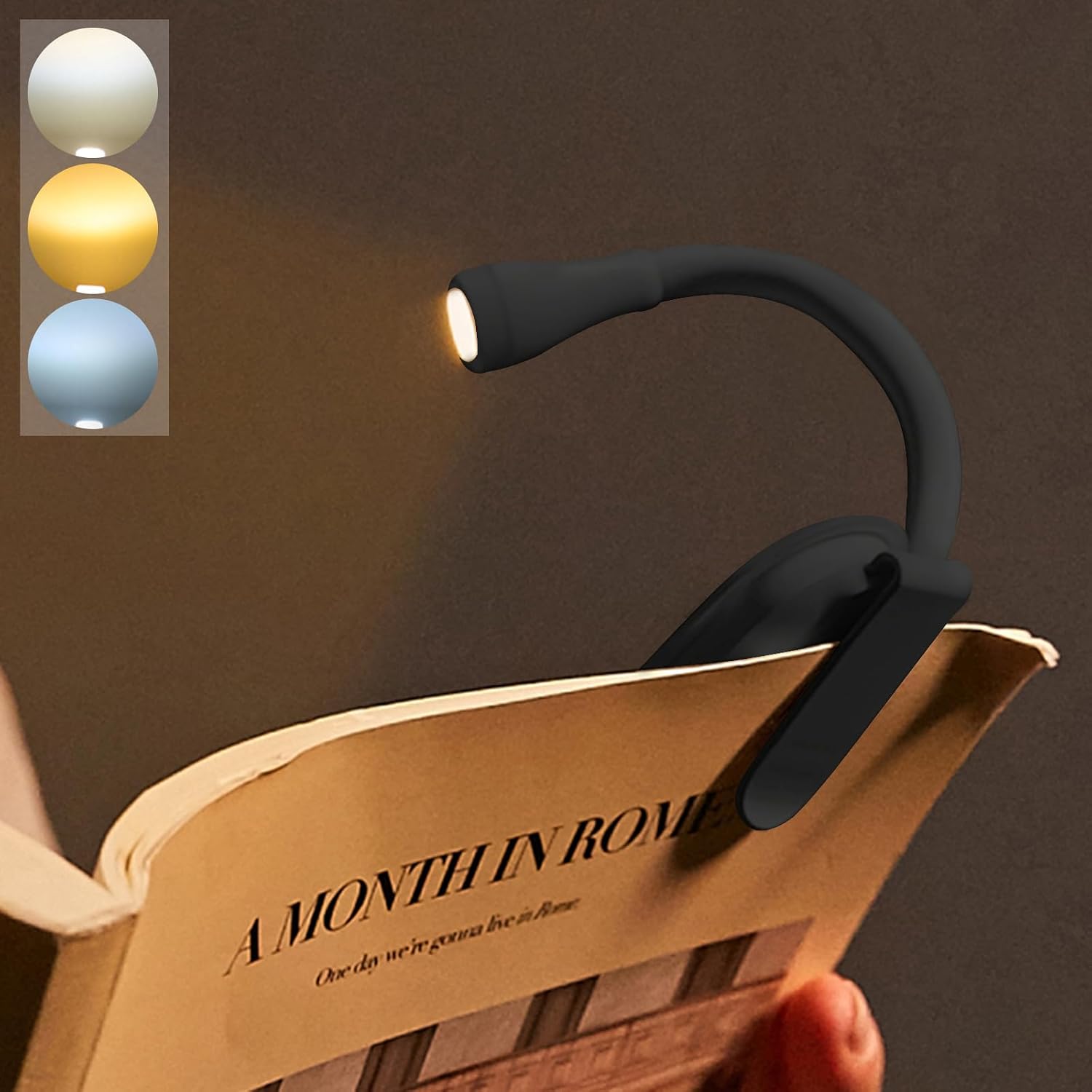 Buchlampe, Wiederaufladbare Leselampe Mit Klemme, Einstellbare Helligkeit