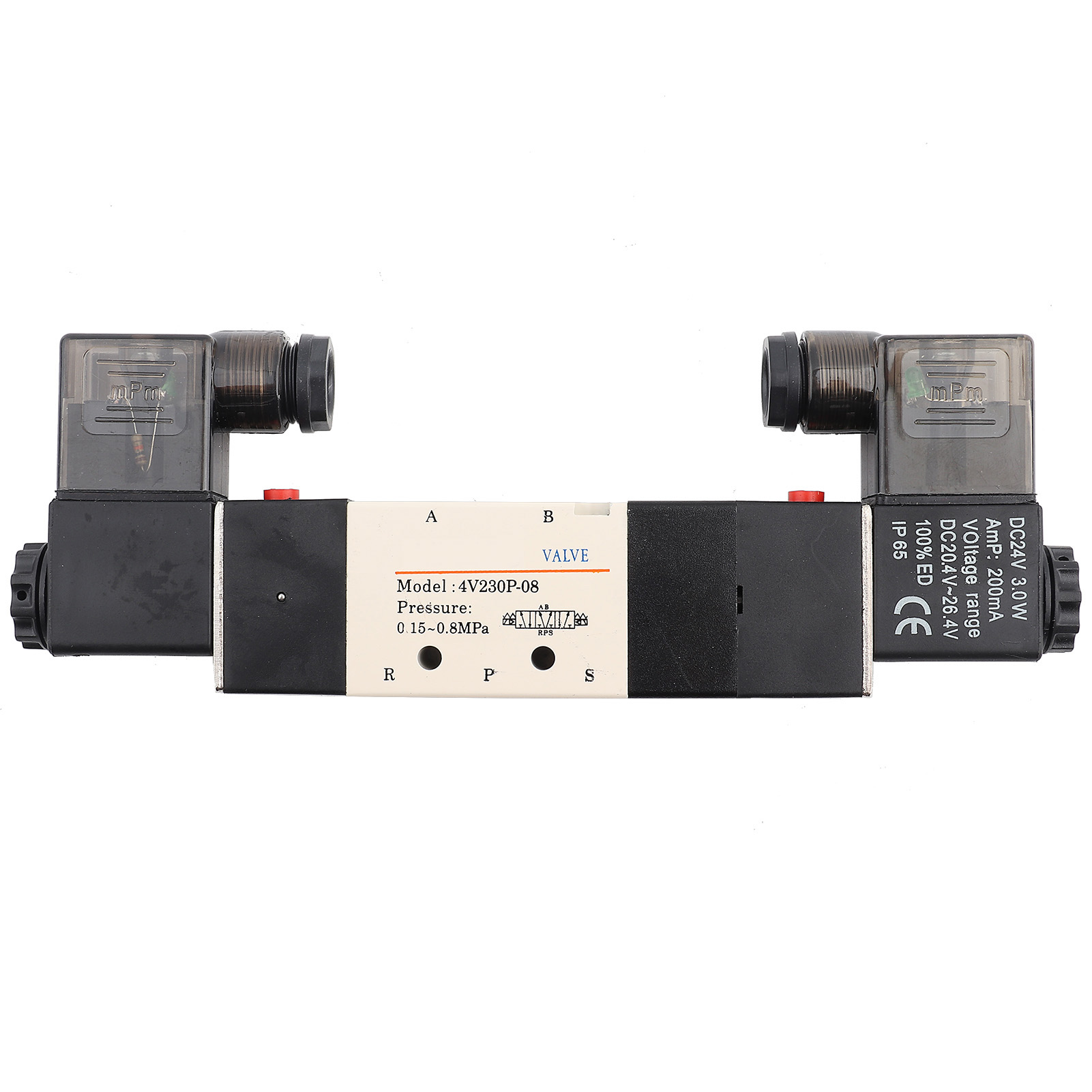 24 V Dc Bsp 1/4" Pneumatik-magnetventil, Normalerweise Geschlossen, 3-wege, 5-positionen, 0,15–0,8 Mpa, 4v230-08p