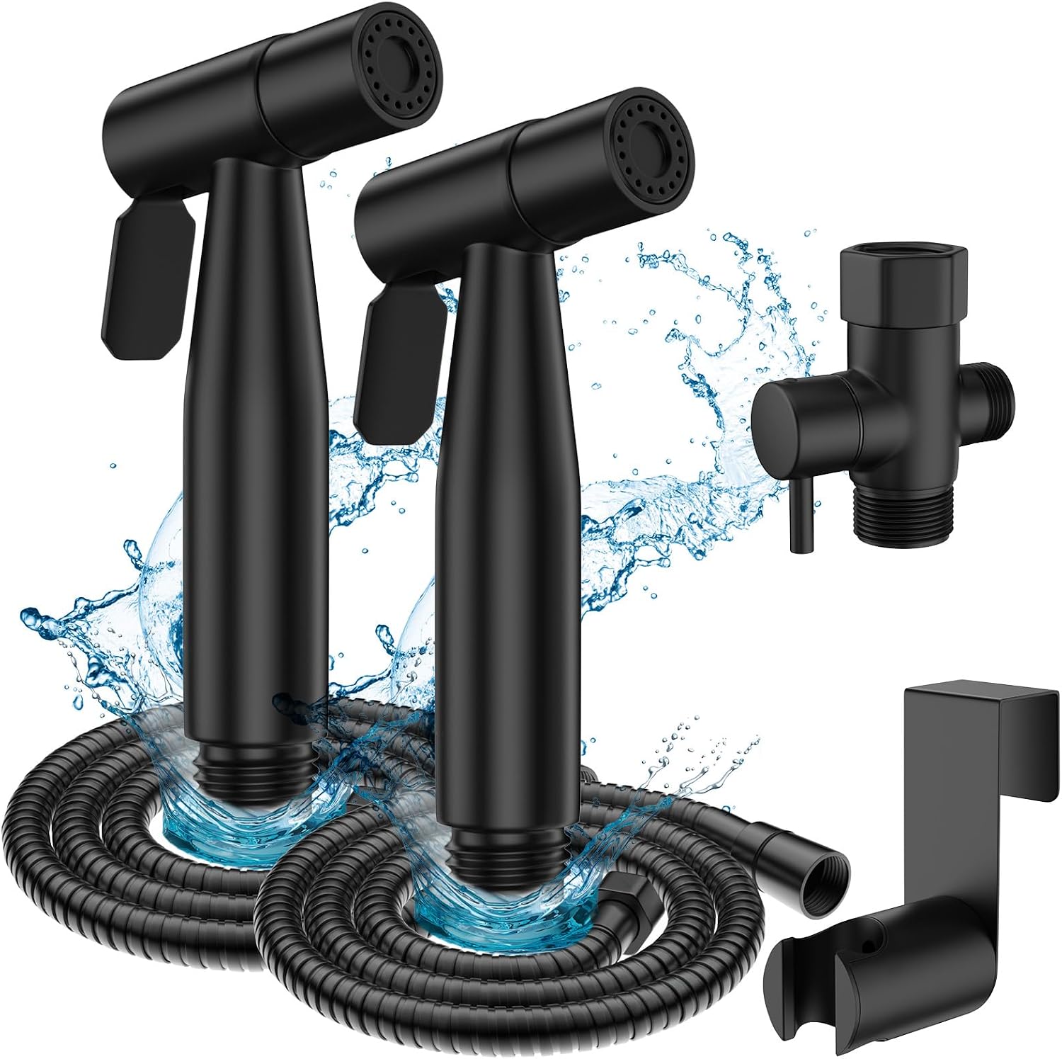 Wc-bidet-sprühgerät – Handbrause-set Mit Einstellbarem Druck – Edelstahl – Einfache Installation (2er-pack, Mattschwarz)