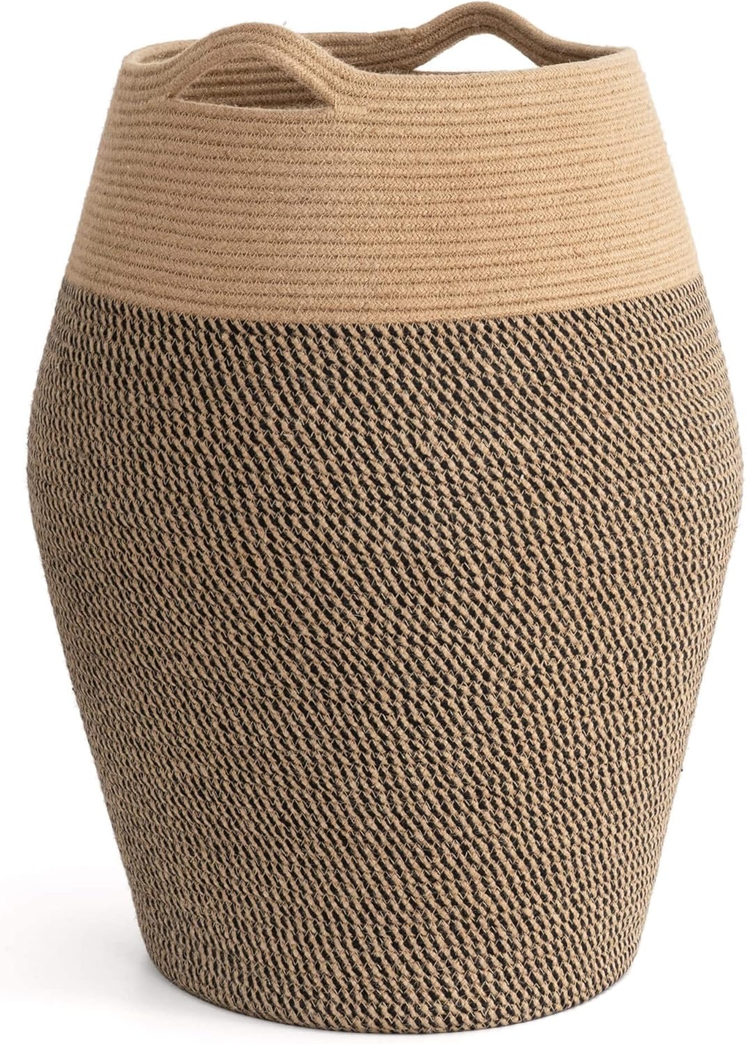 Schmutzwäschekorb Mit Griff Zur Aufbewahrung Von Decken Und Handtüchern Im Waschraum Oder Badezimmer, 65 Cm, Schwarz, Aquaforge (schwarze Jute-mischung)