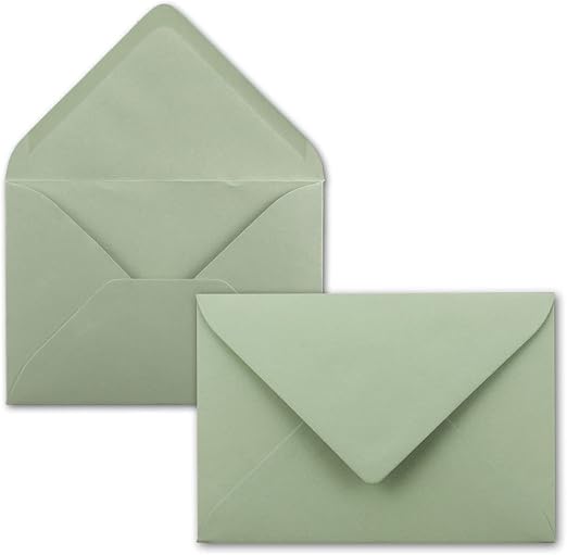 50 Briefumschläge In Eukalyptusgrün, 18,4 X 13,4 Cm, Din C5-format, Nassverklebter Rand Ohne Sichtfenster, Weihnachtskarten