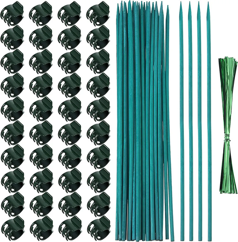 Pflanzenstützen Und Pflanzenclips, 30 Cm Lange Pflanzenstäbe, Grüne Blumenstäbe. Geeignet Für Zimmer-, Garten- Und Kletterpflanzen. Kompatibel Mit Pflanzenstützenverlängerungen.
