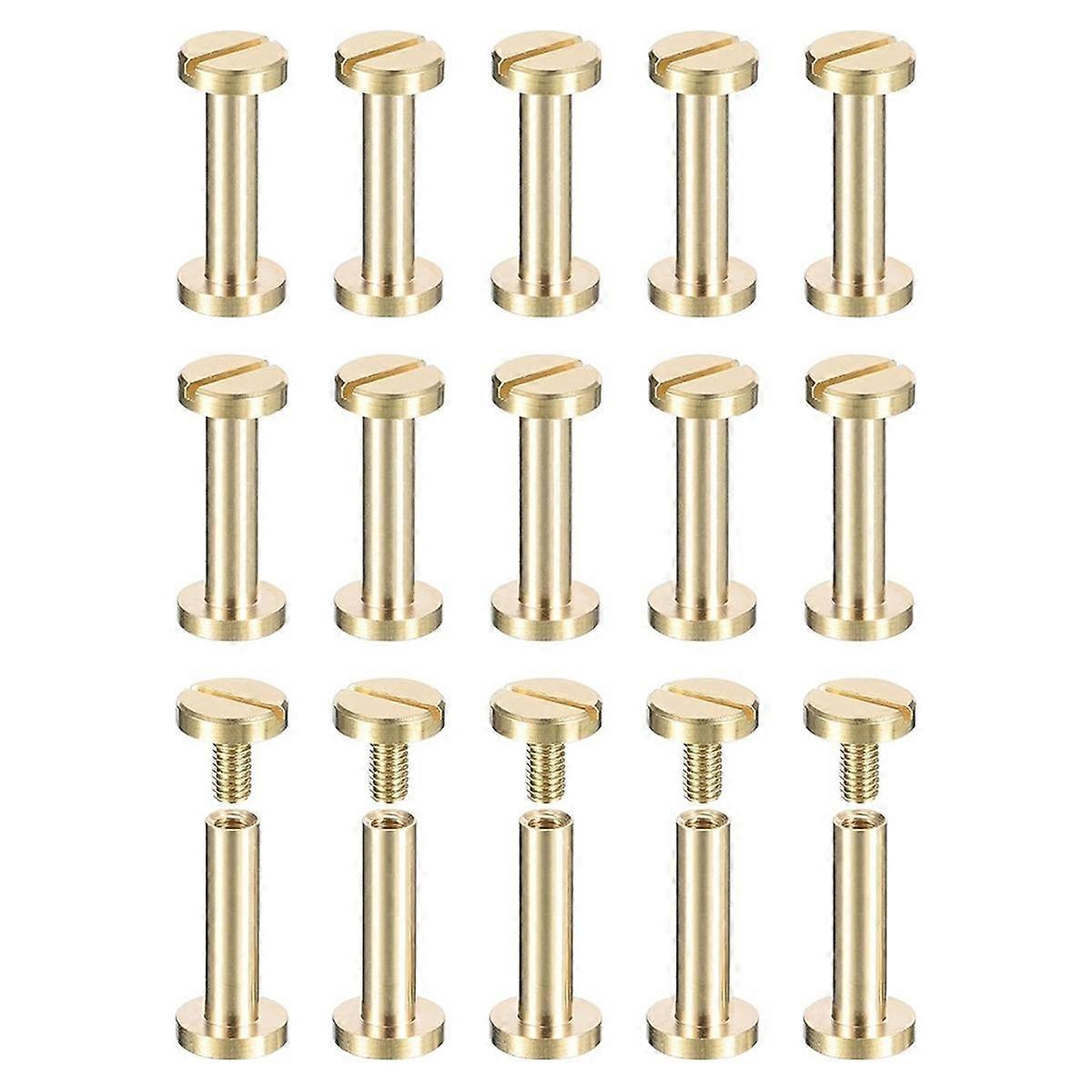30er-packung Messing-chicago-schrauben, 15 X 8 Mm Flachkopfschrauben, Befestigungselemente Für Heimwerkerprojekte, Inklusive Nietbolzen Und Nietschrauben.