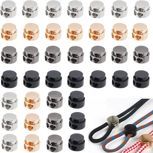 40 Stück Kordelstopper, Kordelstopper, Federkordelstopper, Metallkordelstopper, Rundkordelstopper, Kompatibel Mit Seilen, Kordeln, Kleidung, Rucksäcken (4 Farben)