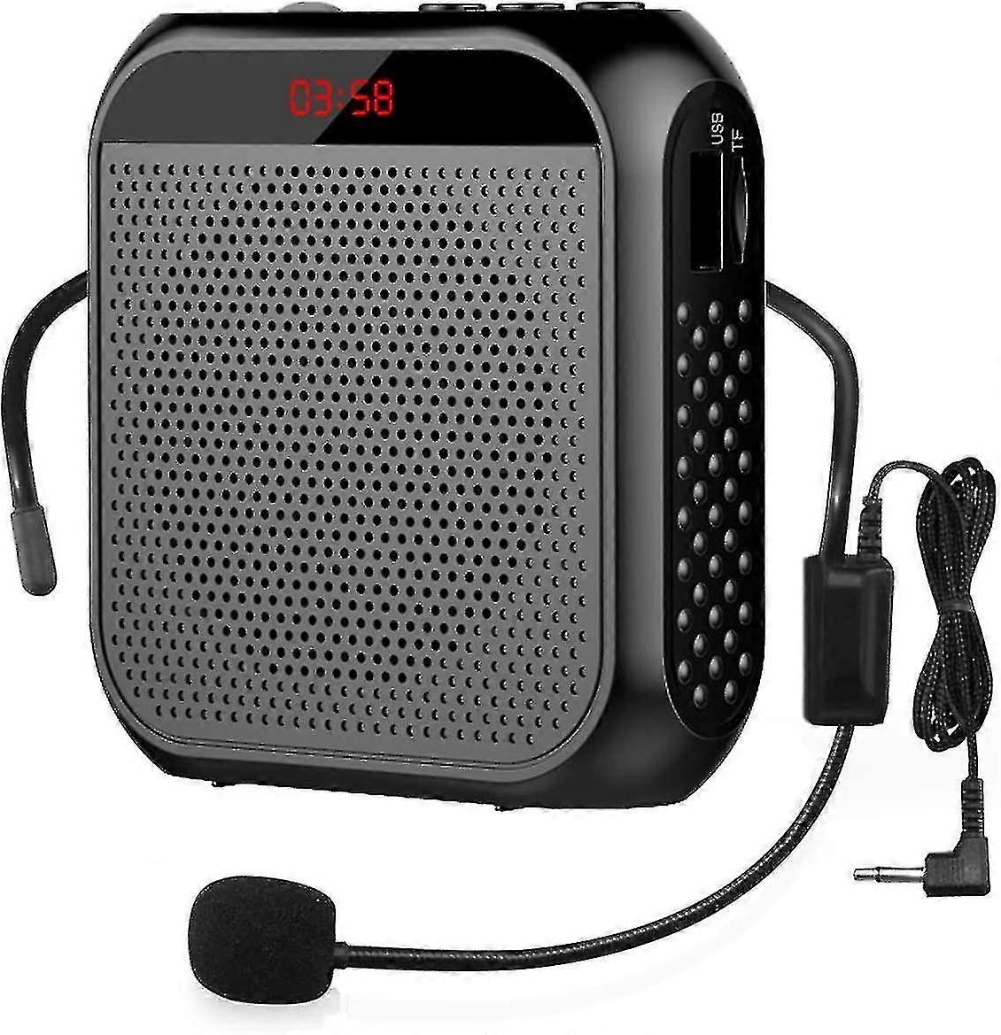 Tragbarer Sprachverstärker Mit Kabelgebundenem Mikrofon, Headset Und Wiederaufladbarem Lautsprecher (schwarz) (kostenloser Versand)