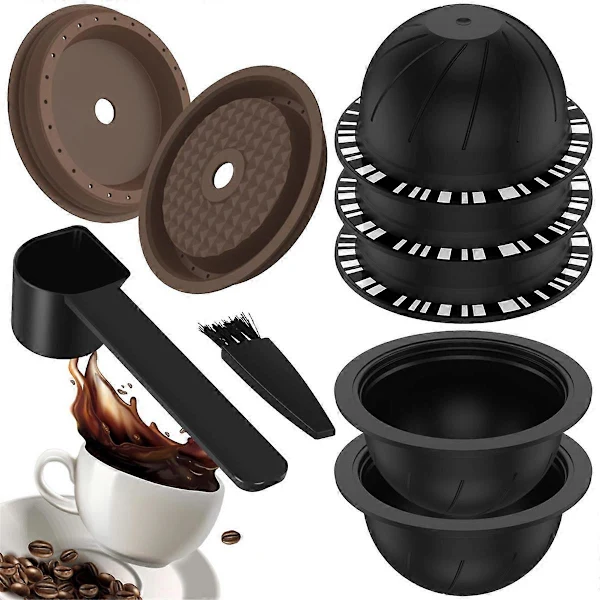 Wiederverwendbare Vertuo-kapseln, Kompatibel Mit Nespresso-maschinen, Kaffeekapsel Mit 2 Silikondeckeln, 1 Löffel Und Pinsel