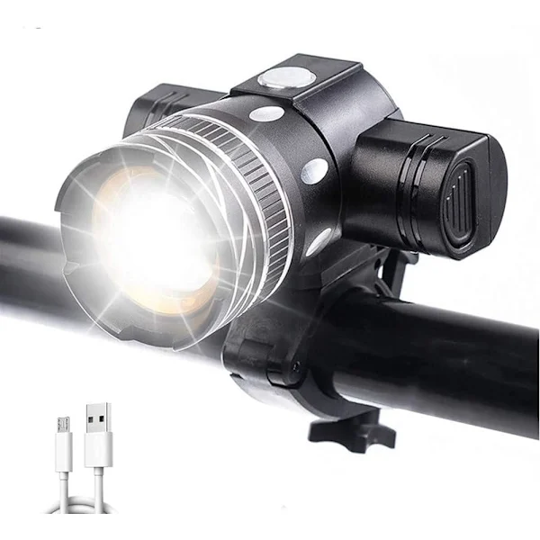 Superhelle 2000 Lumen Fahrradlampe, Usb-aufladbar, Wasserdicht, Einstellbarer Fokus, Sichere Beleuchtung, Geeignet Für Nachtfahrten, Blau.