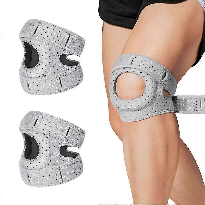 Orthopädische Kniebandage, 2 Stück, Verstellbare Kniepolster Mit Seitlichen Stabilisatoren, Für Läufer, Tennisspieler Und Arthritispatienten, Grau
