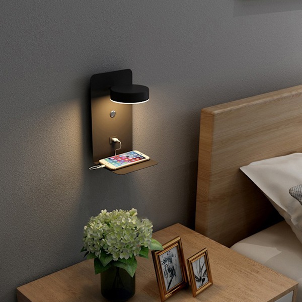 Led-wandleuchte Für Den Innenbereich Mit Usb-anschluss, 12 W, Dreifarbig Dimmbar, Moderne Wandleuchte Mit Schalter, Leselampe, Um 330° Drehbare Nachttischlampe