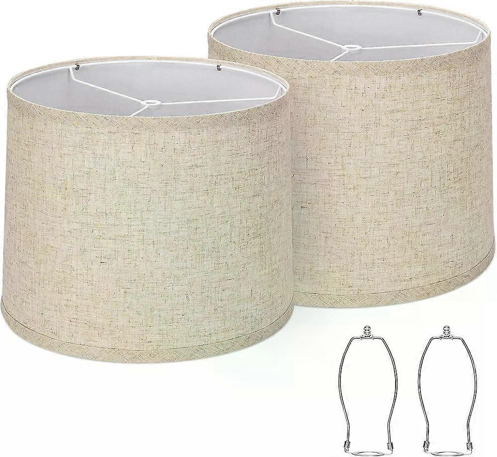 Mittelgroße Lampenschirme, 2er-set, Leinen, Trommellampe, 24,9 Cm Hoch