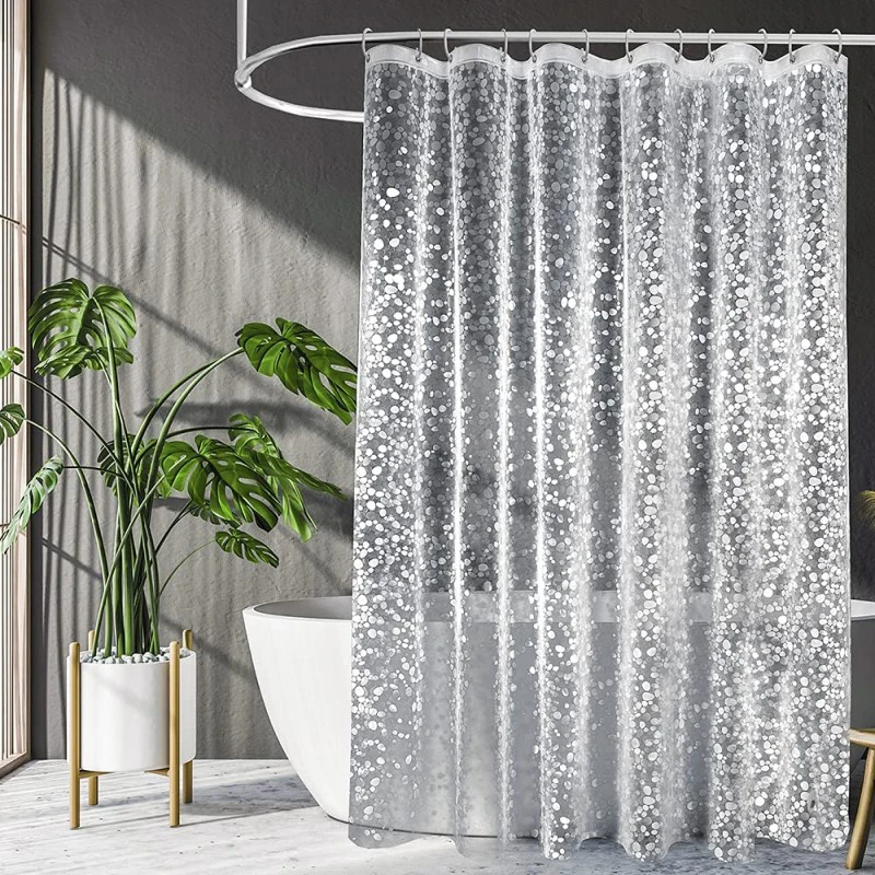 Moderner 3d-duschvorhang, Schimmelresistent, Mit Haken, Wasserdicht, Transparent, Weiß, 180 X 220 Cm