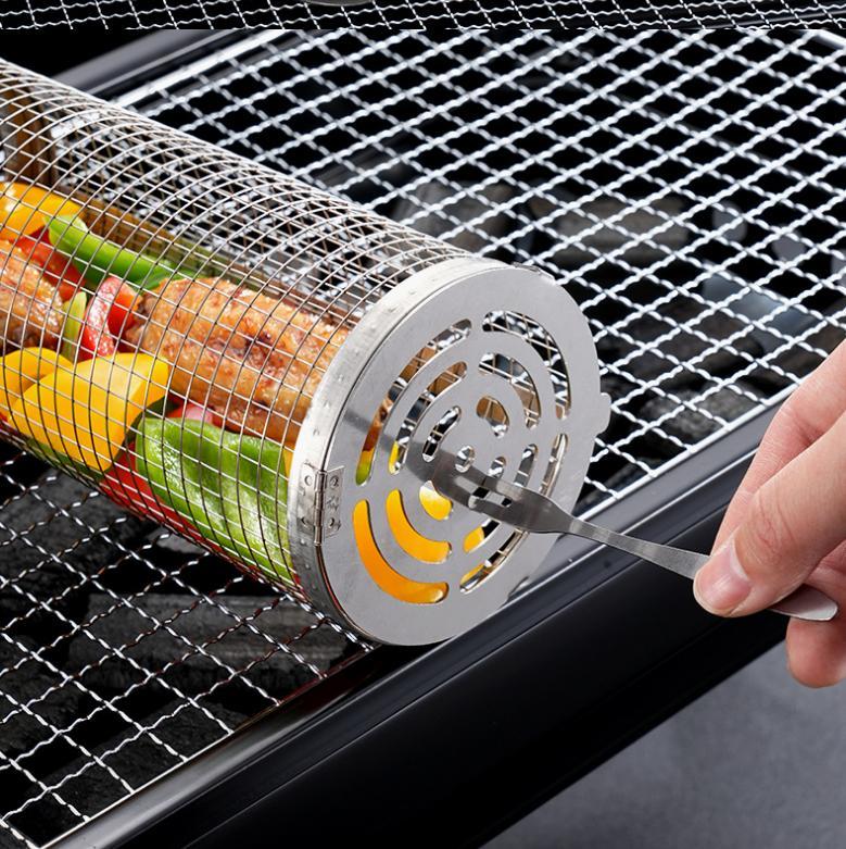Grillkörbe Aus Edelstahl, 2 Haken Und 2 Kompatible Mitnehmer, Rollengrill