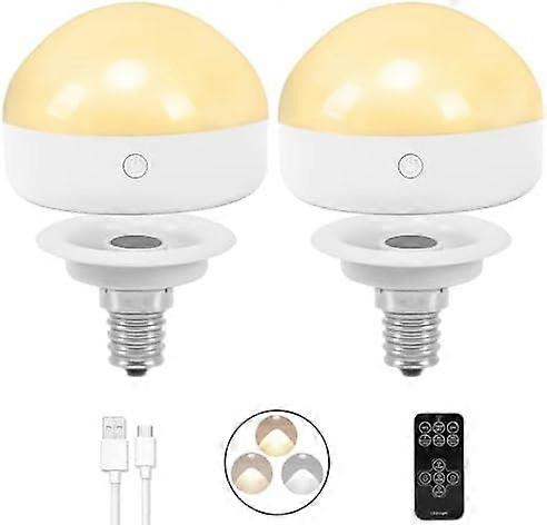 Wiederaufladbare E14-glühbirne, 2er-pack, 300 Lm, Entspricht 40 W, Abnehmbarer Ladeanschluss, 3 Farbtemperaturen, Ferngesteuerte Notbeleuchtung, Dimmer, Timer, Ein/aus-funktion