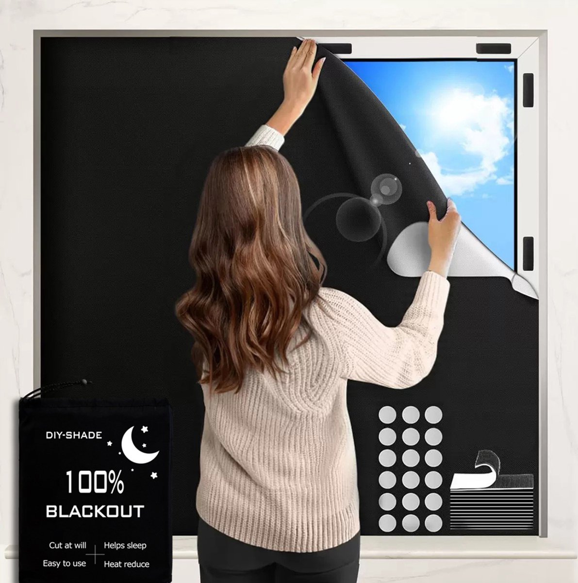 Verdunkelungsrollo, Kein Bohren Erforderlich, 420d Oxford-gewebe, 400 X 145 Cm, Fensterverdunkelung, Tragbares Reiserollo, Verdunkelungsmaterial, Sonnenschutz
