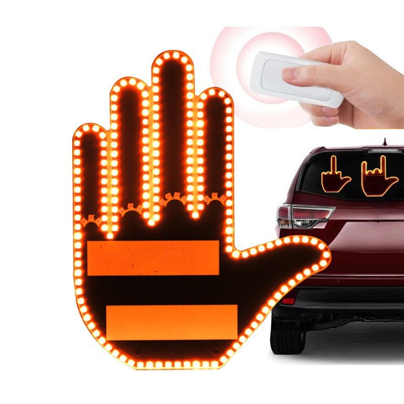 Lustige Handgesten – Lichter – Lustige Led-schilderleuchten, Kompatibel Mit Der Heckscheibe Und Per Fernbedienung, Finger-led-leuchten, Kompatibel Mit Dem Auto. Modell B