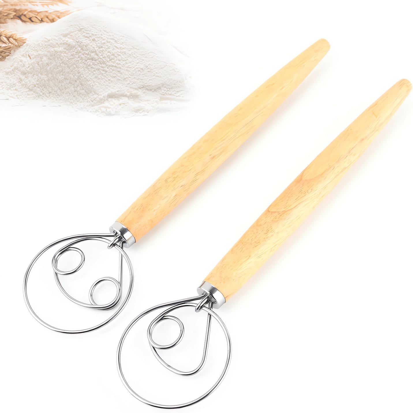 2er-pack Professionelle Teigrührer, Dänischer Schneebesen, Brotteig-schneebesen, Eier-schneebesen, Geeignet Zum Backen Von Brot, Gebäck Und Desserts