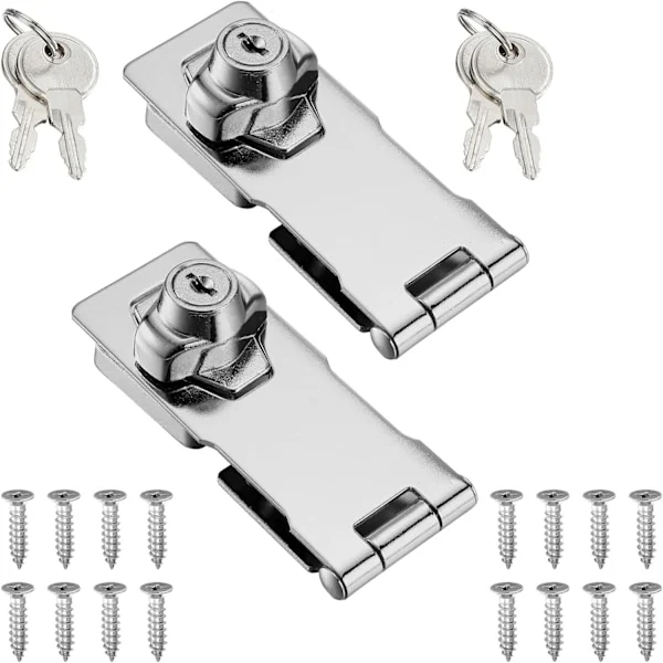 2er-pack Abschließbare Ösen, 10 Cm Drehknopf, Abschließbare Öse, Edelstahl, Verchromt, Mit Schlüssel – Max.