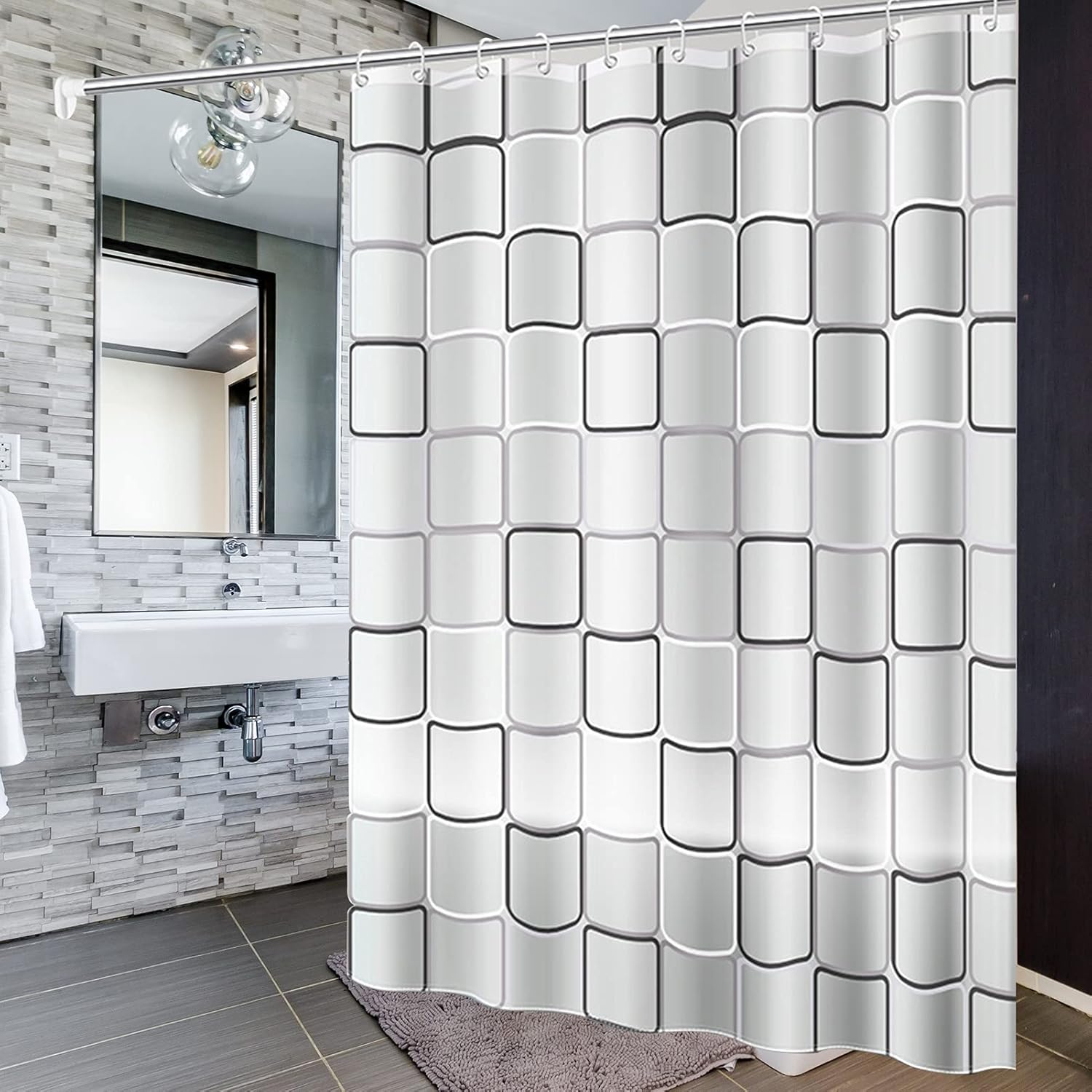 Wasserdichter Duschvorhang, 200 X 200 Cm, Antibakterieller Duschvorhang, Badezimmervorhänge, Duschvorhänge