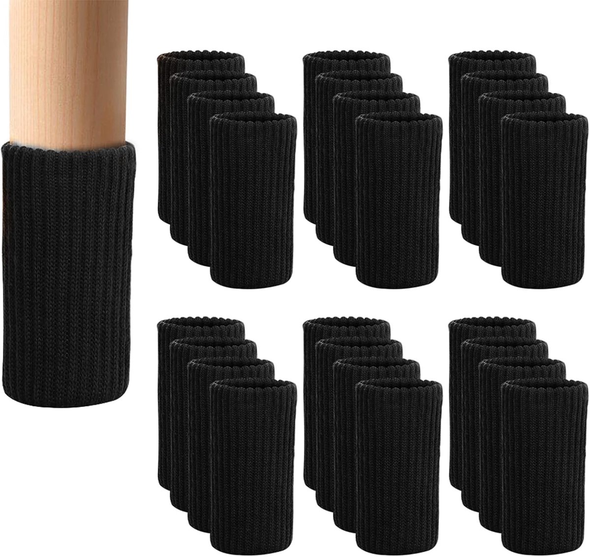 24 Stück Möbelbeinsocken – Stuhlbeinsocken – Schwarze Möbelbeinsocken – Stuhlbein-bodenschoner – Filzgleiter, Kompatibel Mit Stuhlbeinen