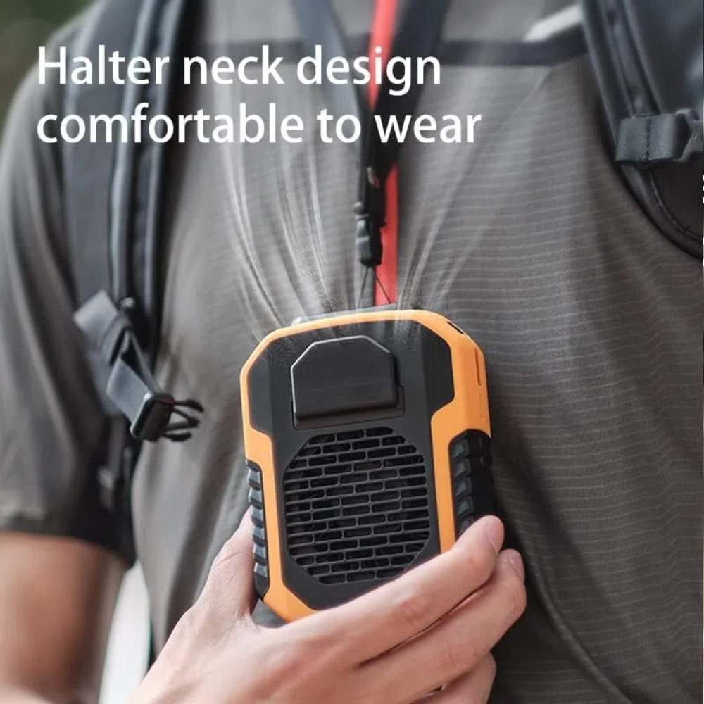 Outdoor-4-in-1-ventilator: Umhängetasche, Halsbandtasche, Ladefunktion, Beleuchtung, Usb-ventilator Mit Clip, Eng Anliegende Halskette, Kühlender Arbeitskleidungsventilator