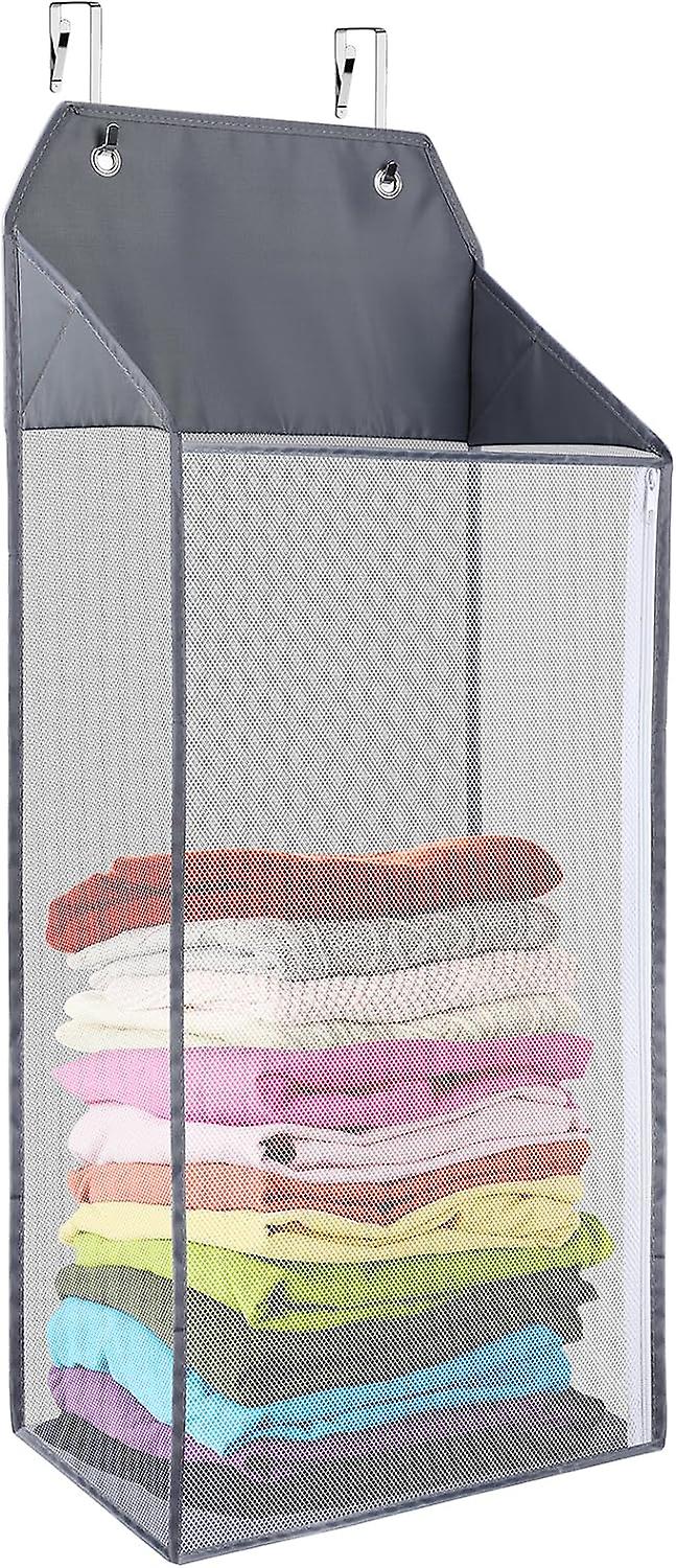Großer Hänge-wäschekorb, Netzkorb Mit Reißverschluss Für Die Tür, Kompatibel Mit Wäscheorganisatoren, Zusammenklappbarer Wand-wäschekorb, Geeignet Fürs Badezimmer