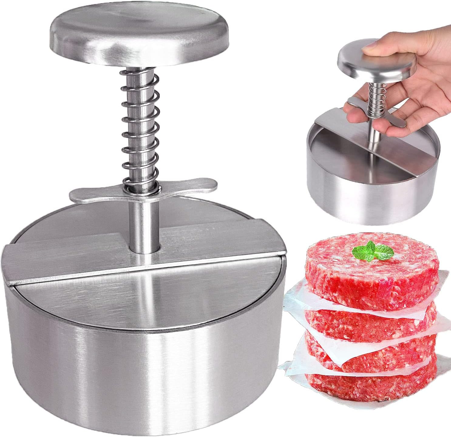 Burgerpresse Aus Edelstahl, Hamburger-patty-maker, Grillplatte, Flach, Geeignet Für Fleischteig, Spülmaschinenfest