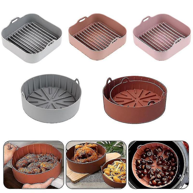 Silikon-backform Für Heißluftfritteuse, Backzubehör, Wiederverwendbare Silikonpfanne, Backkorb, Pizzablech, Grillpfanne, Küchenhelfer Zum Kuchenbacken – Rosa