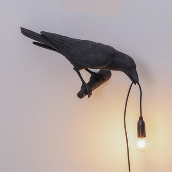 Seletti Vogel-wandleuchte, Moderne Italienische Schwarz-weiß-harzlampe, Links