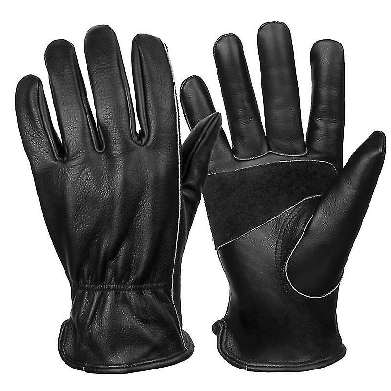 Flex Grip Leder-arbeitshandschuhe, Dehnbare Bündchen, Strapazierfähiges Rindsleder, 1 Paar, Gold, S-xl-m-schwarz