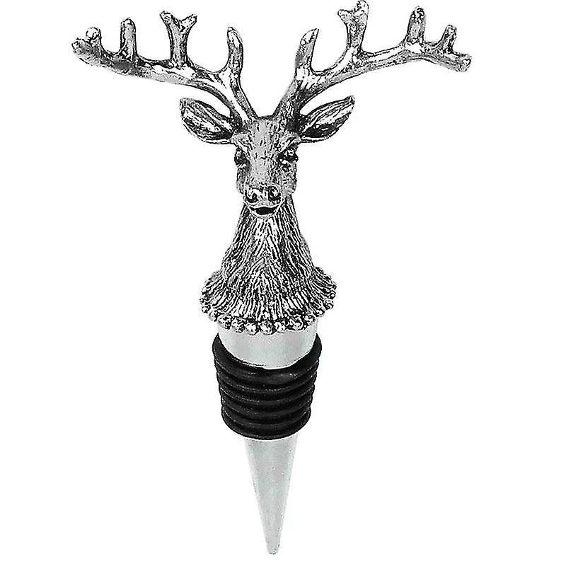 Jinyu Silberner Elch-hirschkopf-weinflaschenverschluss, Rustikaler Landhausstil, Tierflaschenverschluss, Weinkorkenverschluss Für Wein, Champagner, Bier (2 Stück, Silber)