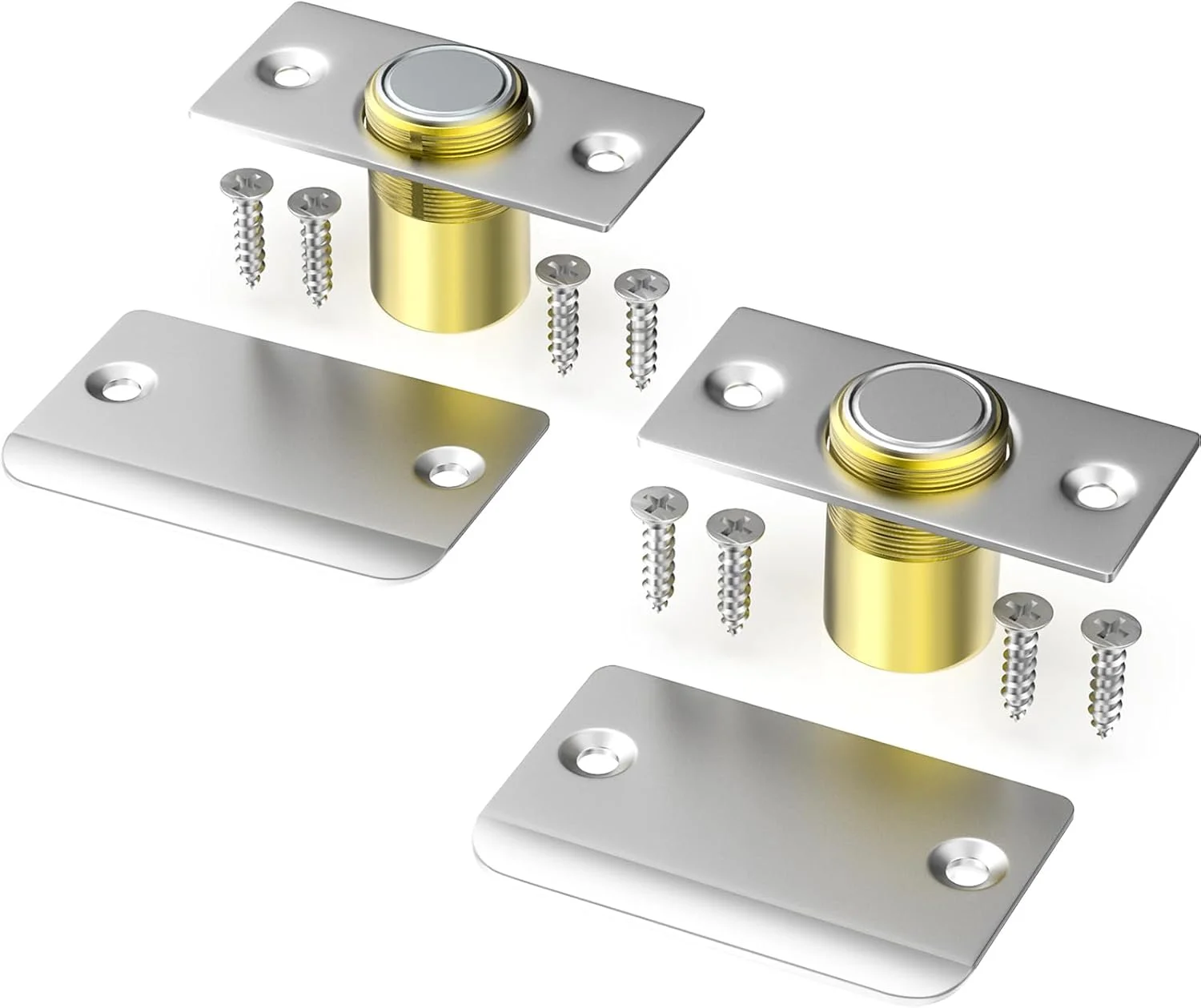 Magnetischer Türhalter, Verstellbares, Stabiles Verdecktes Schloss Für Französische Doppeltüren Und Schranktüren, Silber, 2er-pack