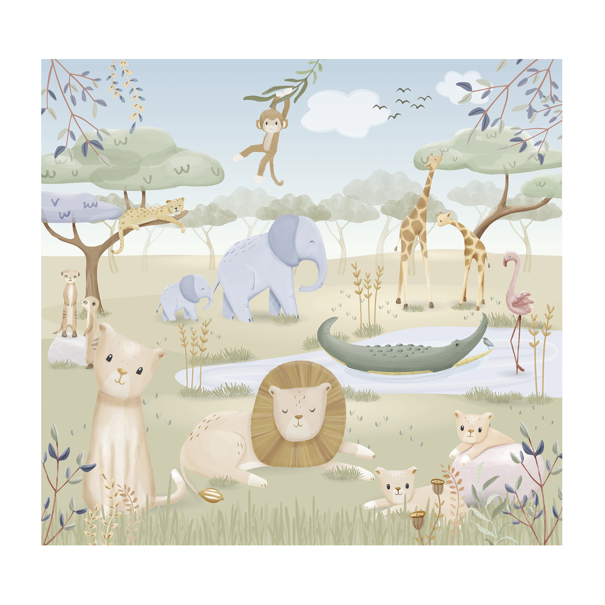 Little Dutch Fototapete Safari Friends - Kinderzimmer - 280x300cm