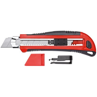 Cuttermesser 5 Ersatzklingen, 25mm breit, Abbrechklingen, Gürtelclip, R93200025