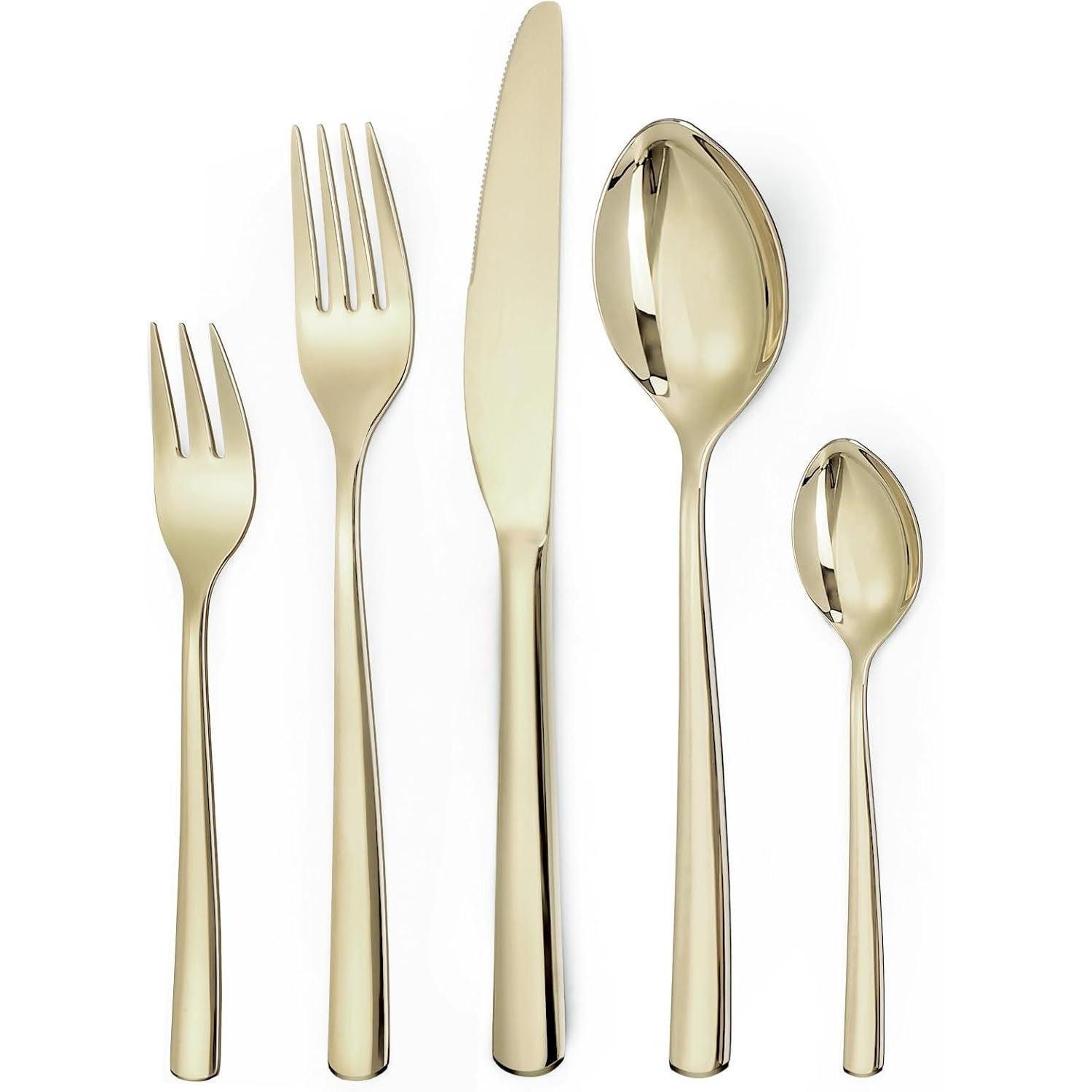 Besteckset 30-teilig Für 6 Personen, Champagner Gold, Edelstahl, Spülmaschinenfest