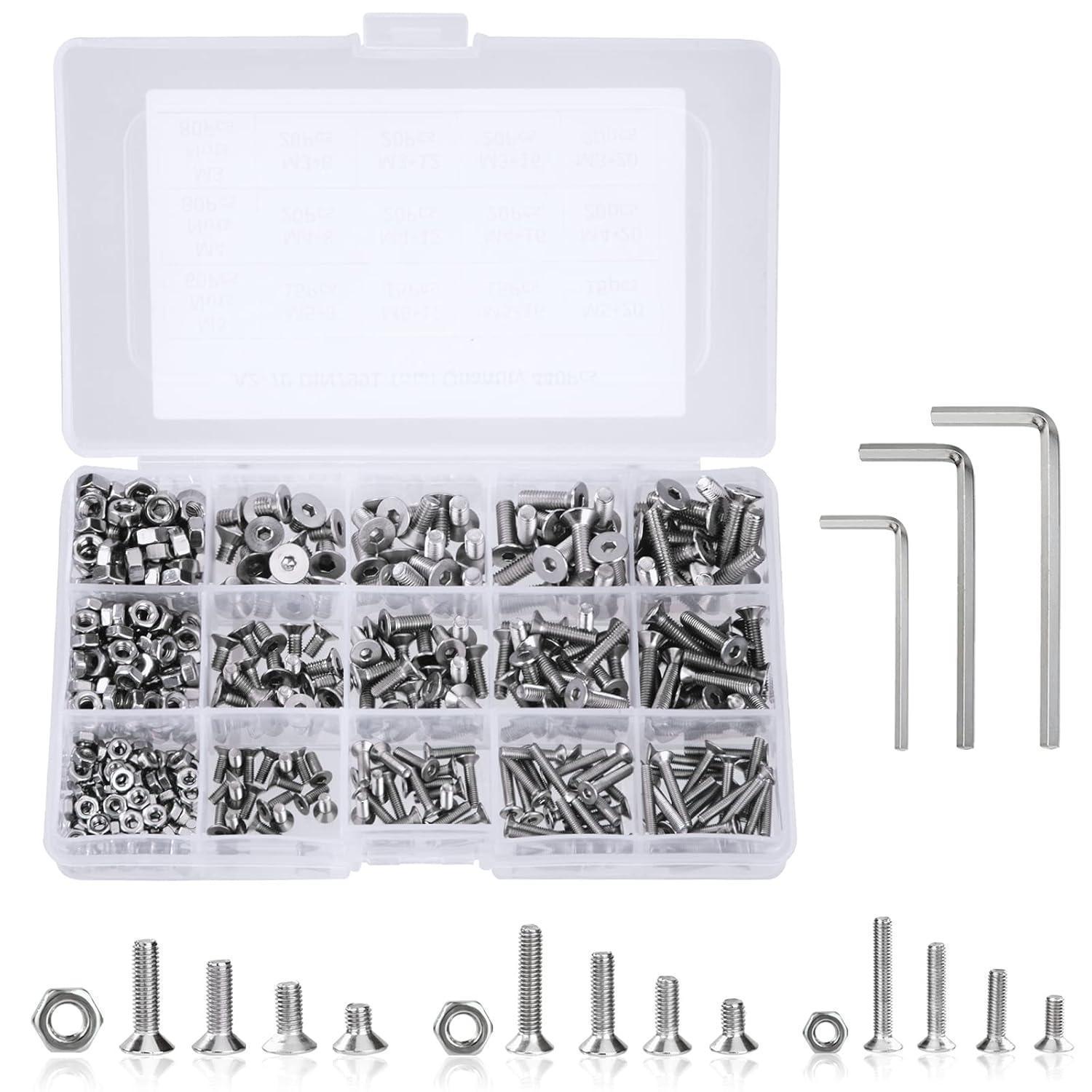 Senkkopfschrauben Set M3 M4 M5 Edelstahl 440tlg Mit Muttern Und Inbusschlüssel