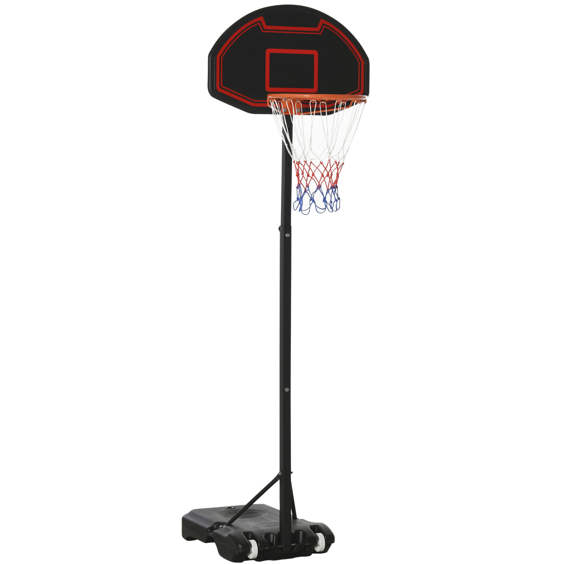 Mobiler, Höhenverstellbarer Basketballständer 74x45x250 Cm Aus Schwarzem Stahl – Meubliv