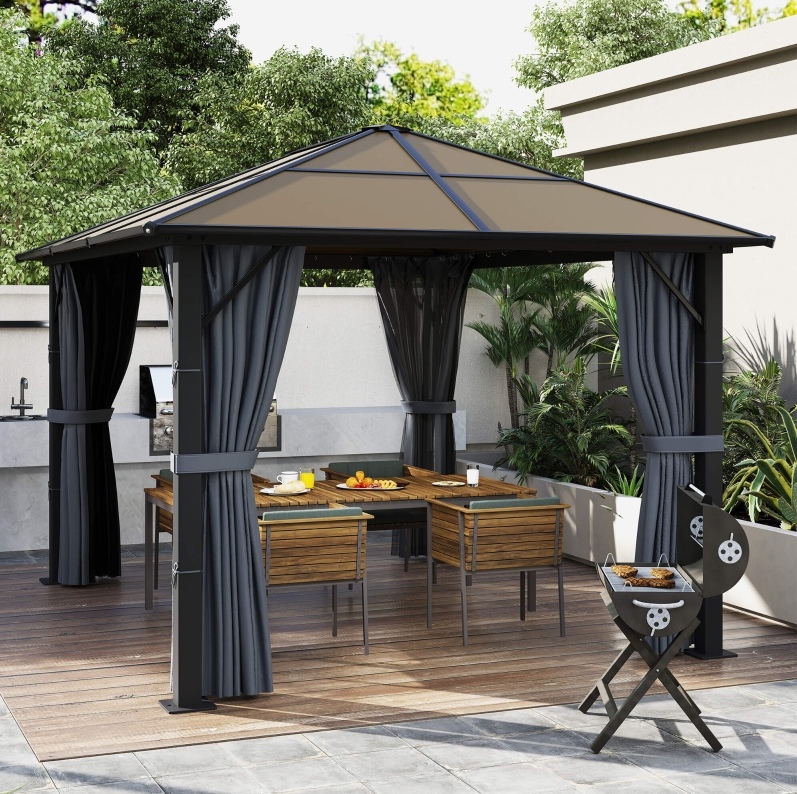 Gartenpavillon 300x300x265 Cm Aluminium Dunkelgrau Mit Polycarbonatdach – Meubliv