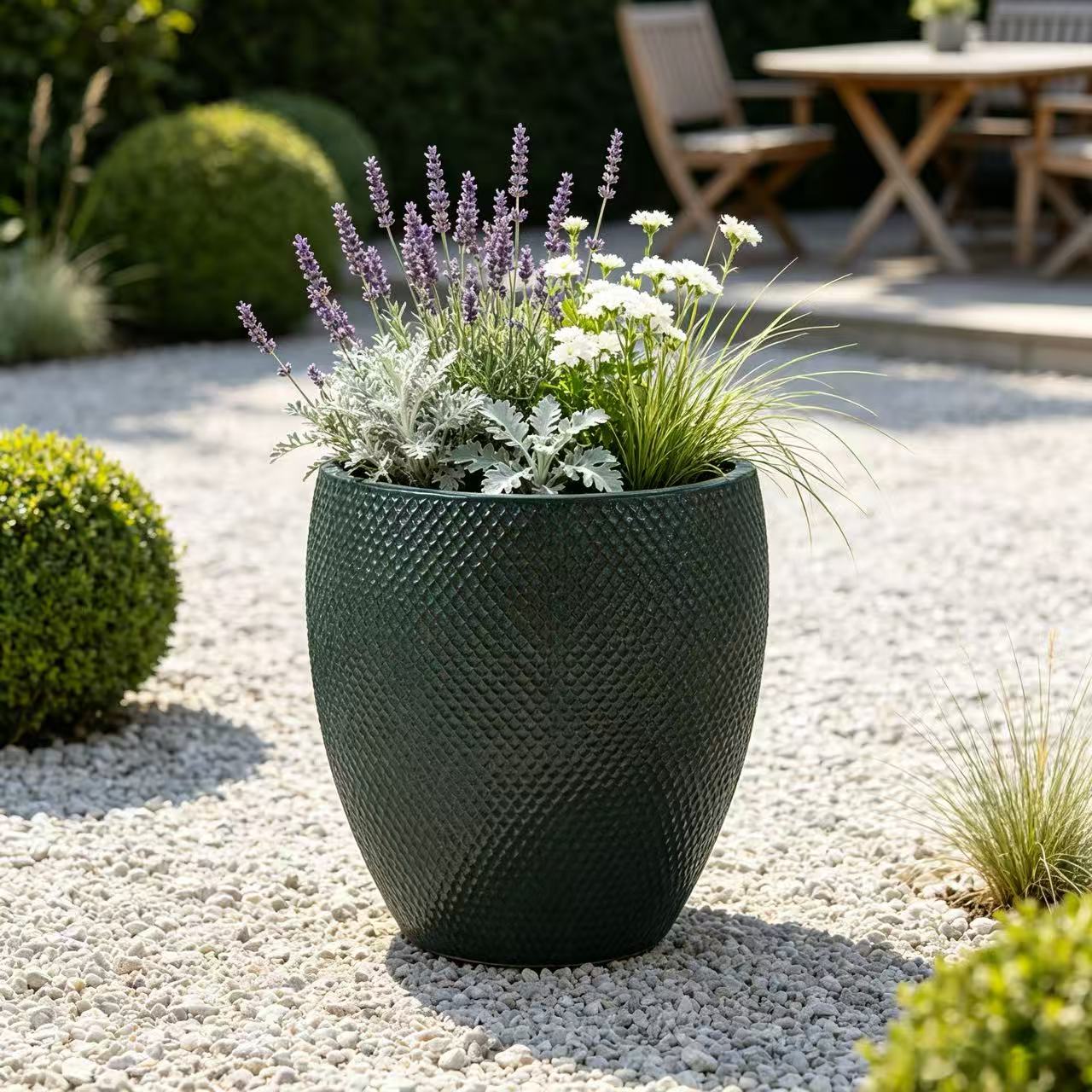 Extra Großer Einzel-keramik Großpflanztopf Ø46 Cm Höhe 53 Cm, Glänzendes Dunkelgrün-moosgrün Mit Durchgehendem Feinem
