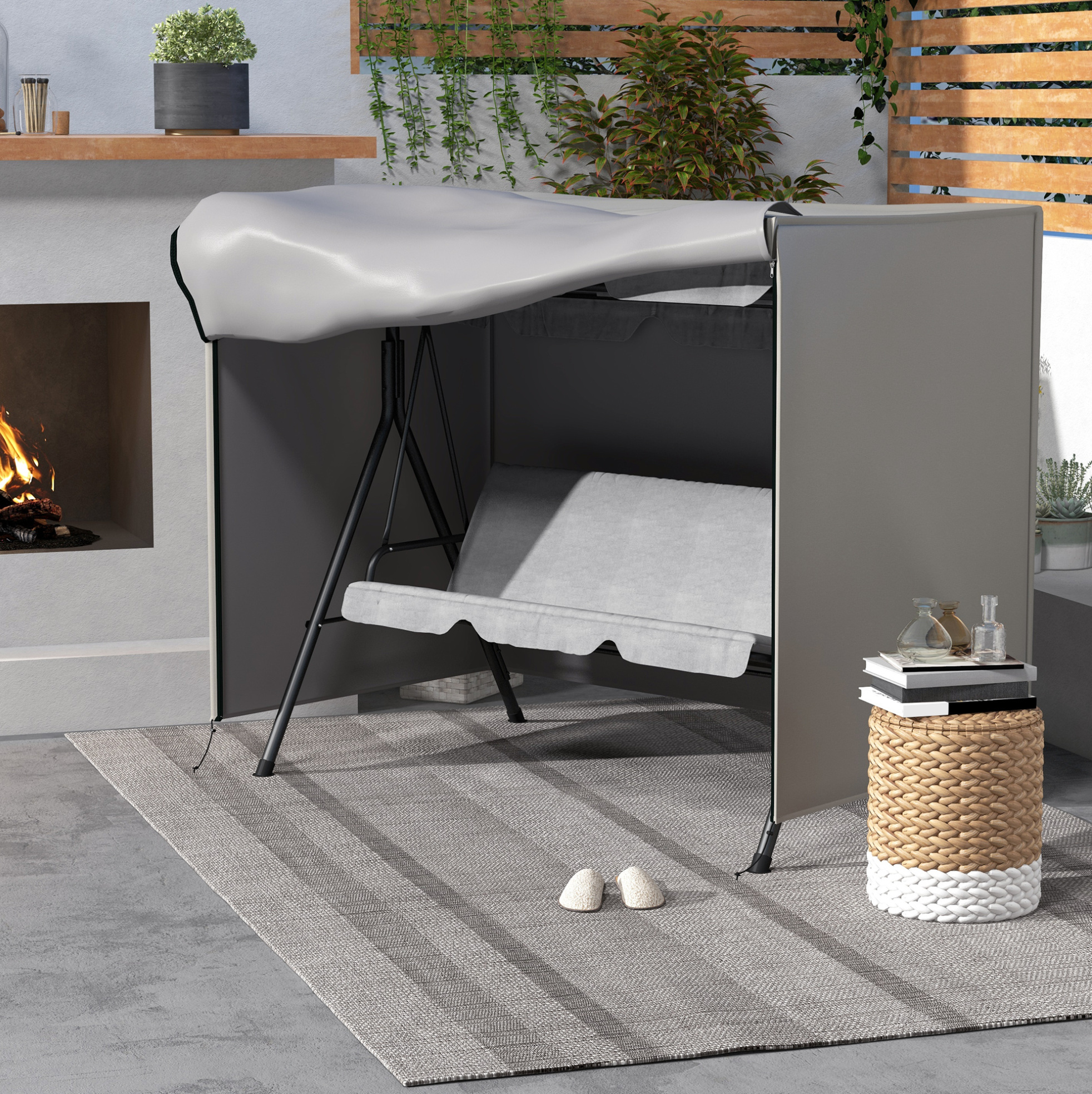Schutzhülle Für Gartenschaukel 205x124x164 Cm Oxford-gewebe Grau Mit Reißverschluss – Meubliv