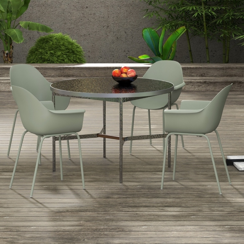 4er-set Gartenstühle 59x55x84 Cm Aus Kunststoff/metall Grün Mit Armlehnen – Meubliv