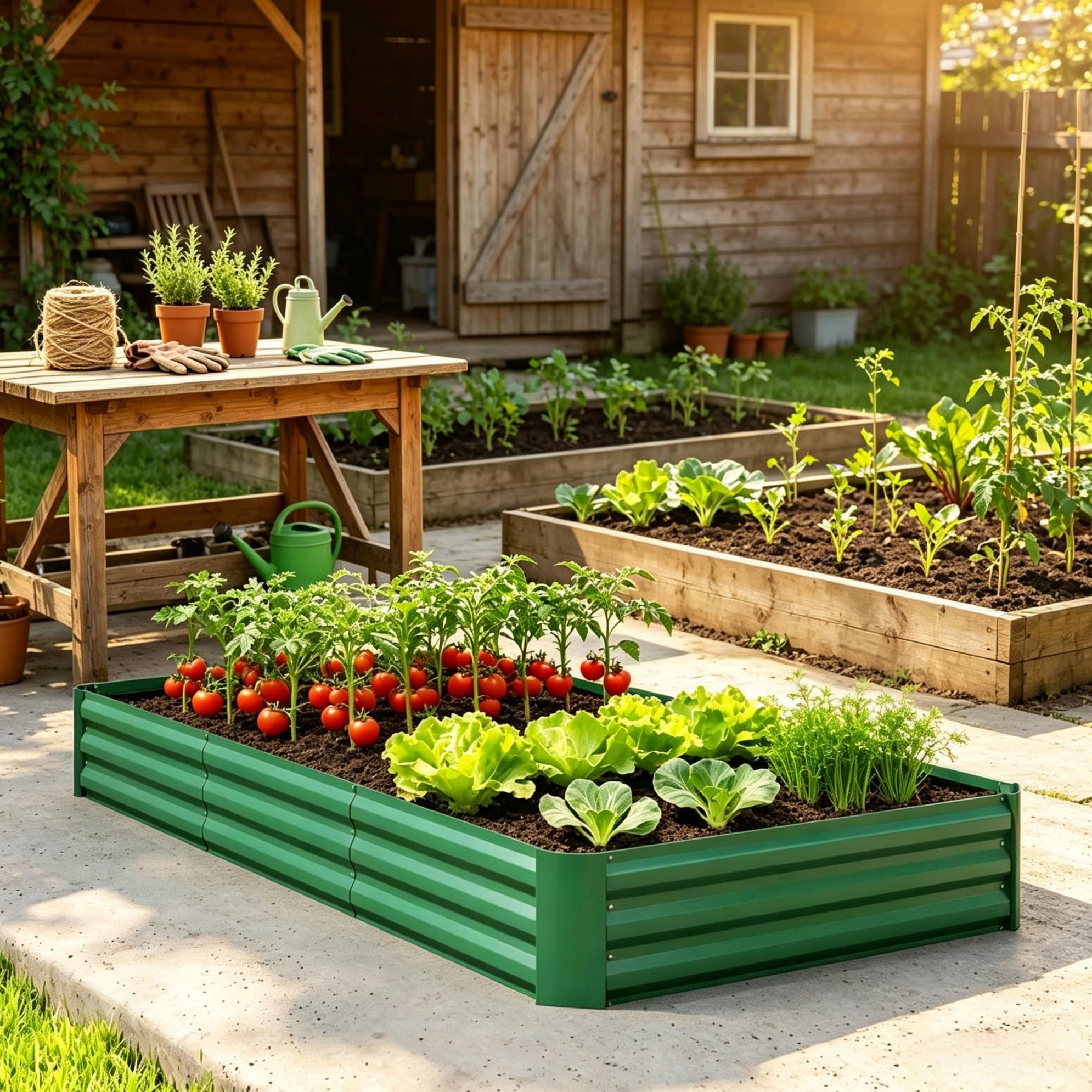 Hochbeet 240x120x30 Cm Aus Grünem Verzinktem Stahl, Offener Boden – Meubliv