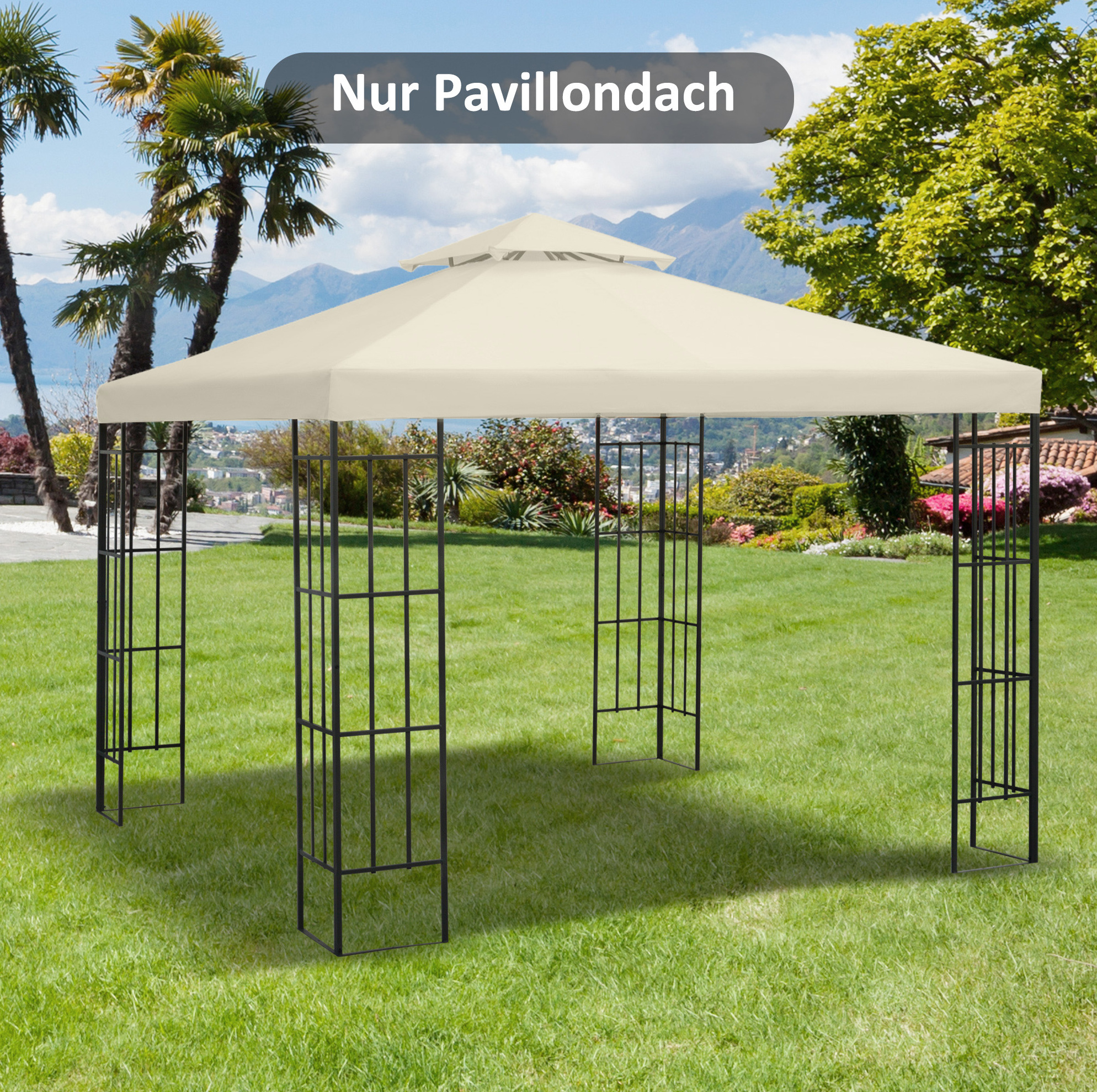 Ersatzdach Für Pavillon 300x300x18 Cm Aus Polyester, Elfenbein, Wasserabweisend – Meubliv