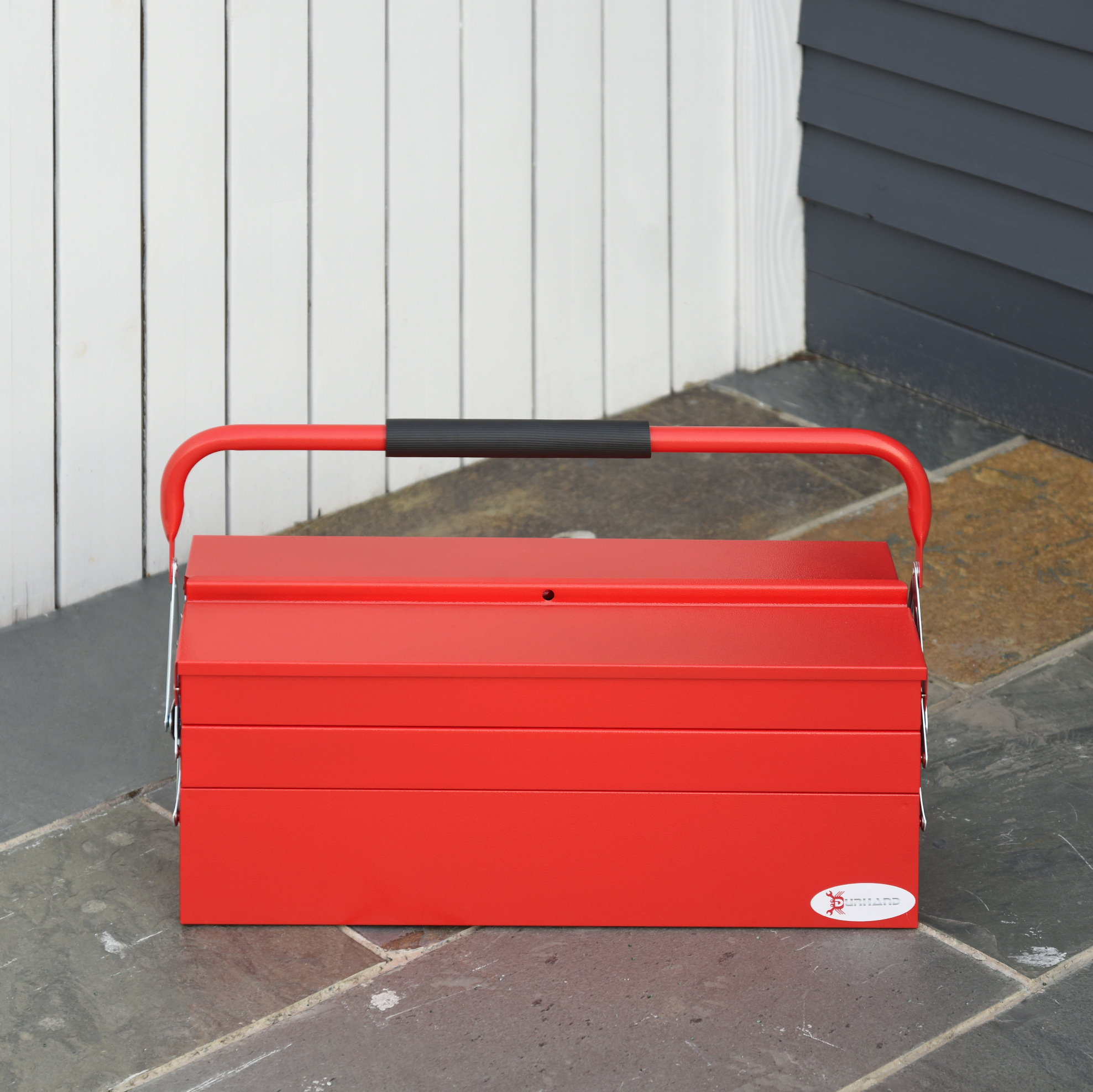 Boîte À Outils 56x20x41 Cm En Acier Rouge, 5 Compartiments Pliables, Gain De Place – Meubliv