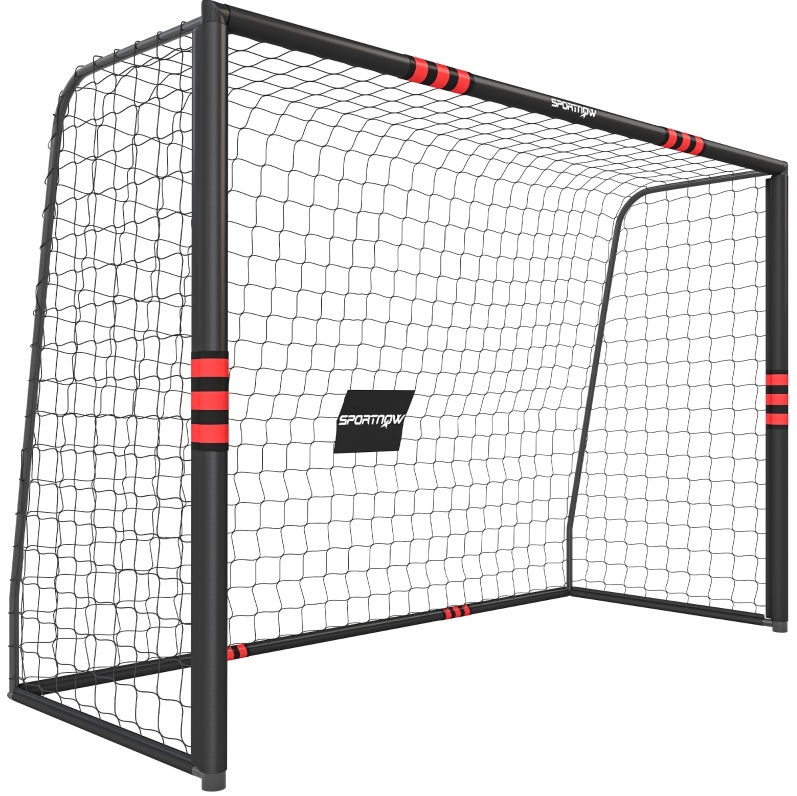 But De Football 300 X 200 Cm En Métal Noir Et Rouge Avec Filet, Stable Pour Jardin – Meubliv