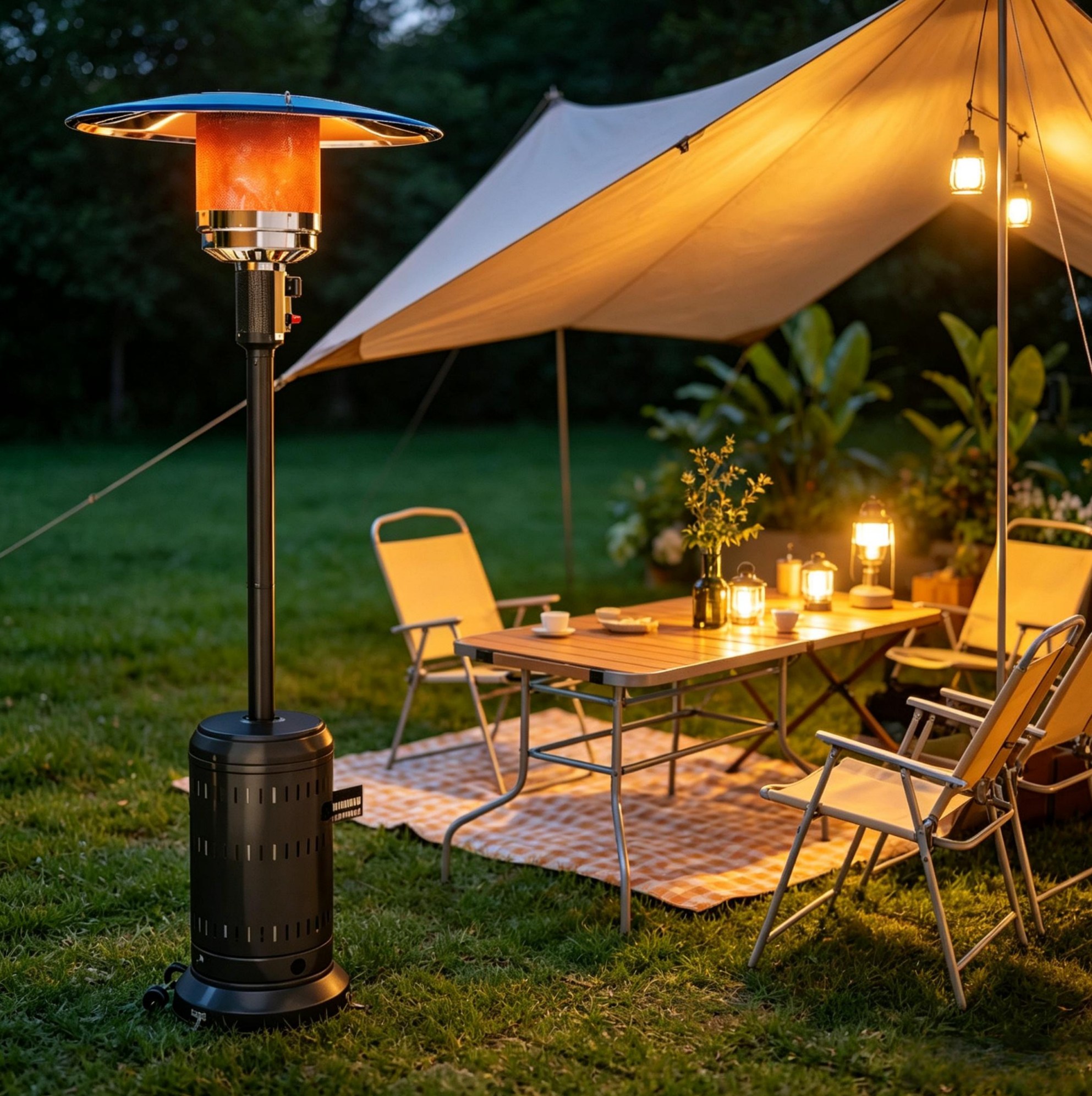 Terrassenheizer 82x82x223 Cm Metall Schwarz 11 Kw Mobil Für Garten Stabil – Meubliv