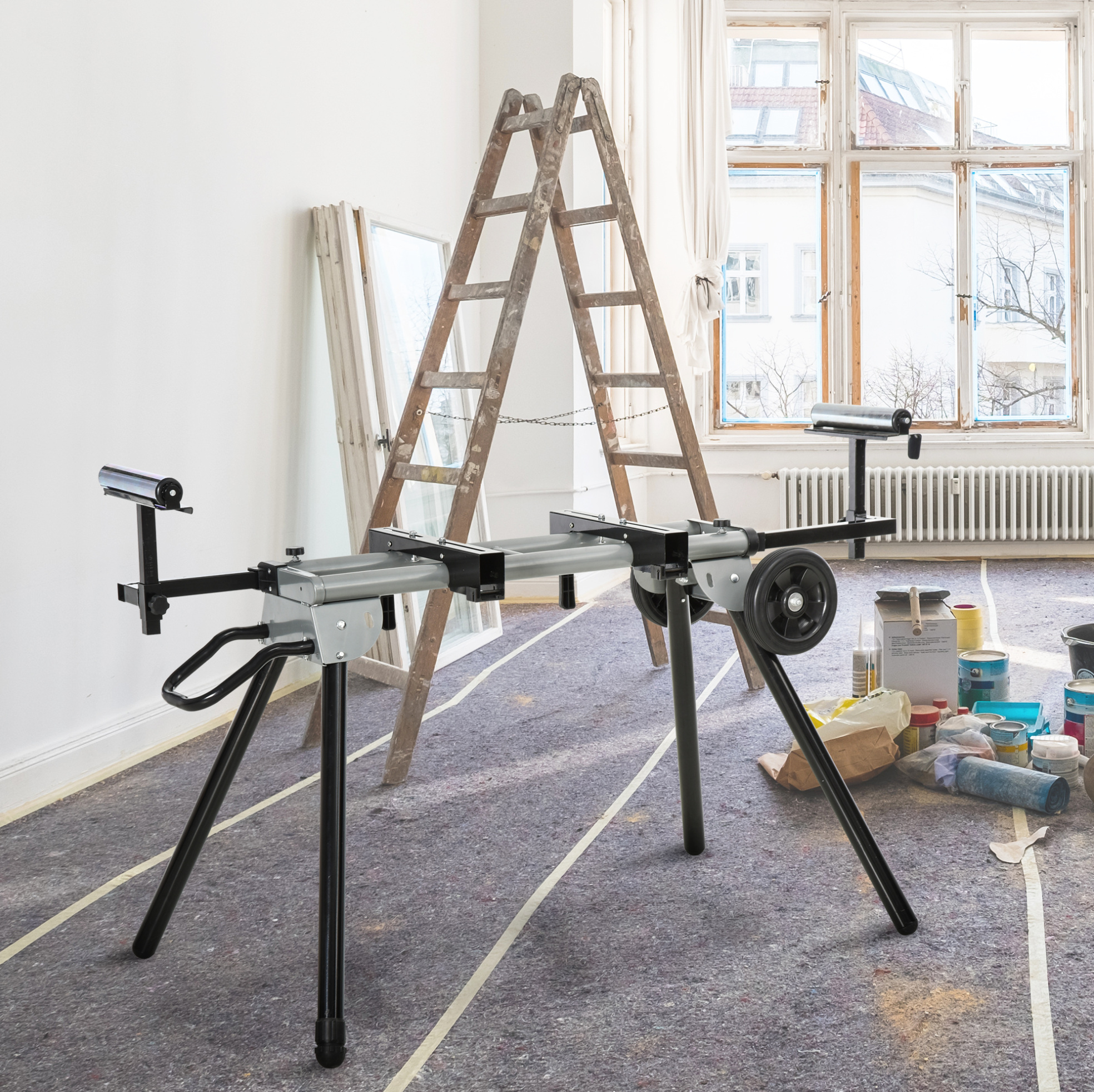Klappbarer Kappsägenständer 245x73x96 Cm Aus Schwarzem Stahl, Verstellbar – Meubliv